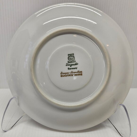 Vintage Jaeger Porzellan Bavarian Black Teacup and Saucer Set Botanical Design - Picture 7 of 8